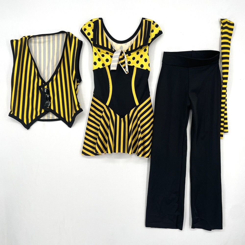 Curtain Call E1491 Costume Dance Size CXS Yellow Striped Bumblebee Theatre 6 Pc